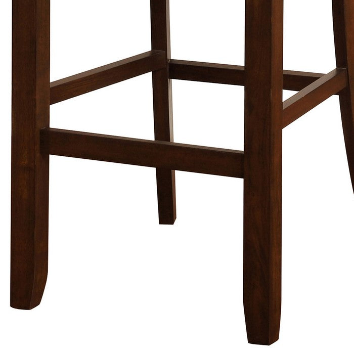 Wooden Bar Stool with Camouflage Fabric Seat, Brown