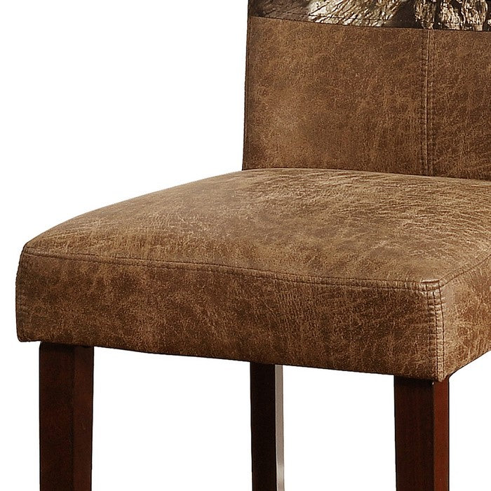 Dual Tone Fabric Upholstered Wooden Counter Stool, Brown
