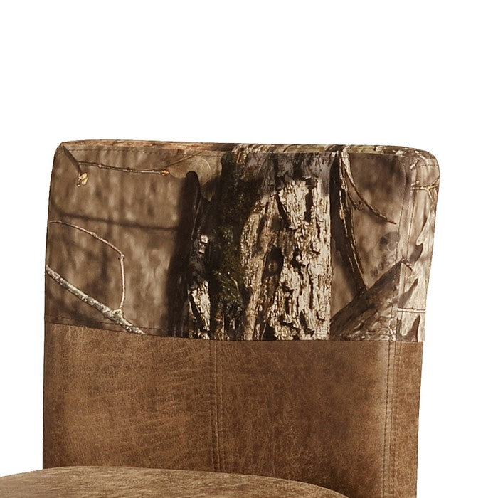 Dual Tone Fabric Upholstered Wooden Bar Stool, Brown