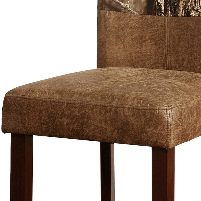Dual Tone Fabric Upholstered Wooden Bar Stool, Brown