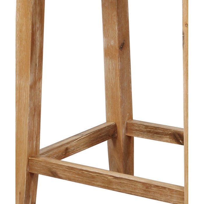 Saddle Top Wooden Counter Stool with Nailhead Accents, Brown and Beige
