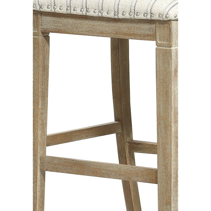 Farmhouse Style Wooden Bar Stool with Footrest, Brown and White