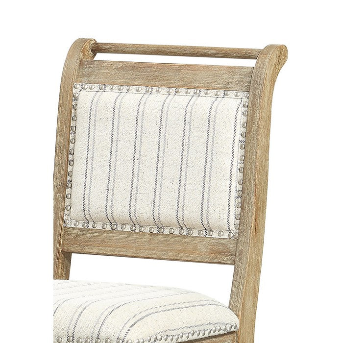 Farmhouse Style Wooden Counter Stool with Footrest, Brown and White