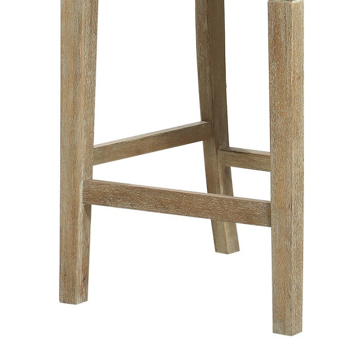 Farmhouse Style Wooden Counter Stool with Footrest, Brown and White