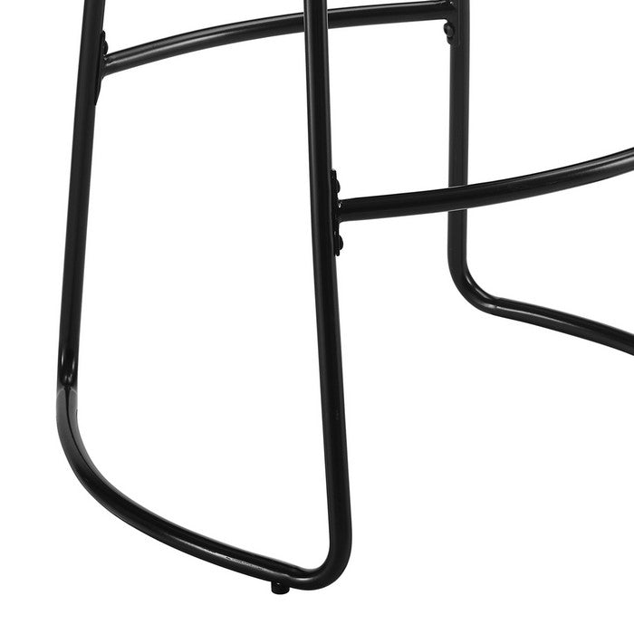Metal and Wood Bar Stool with Saddle Seat, Black and Brown