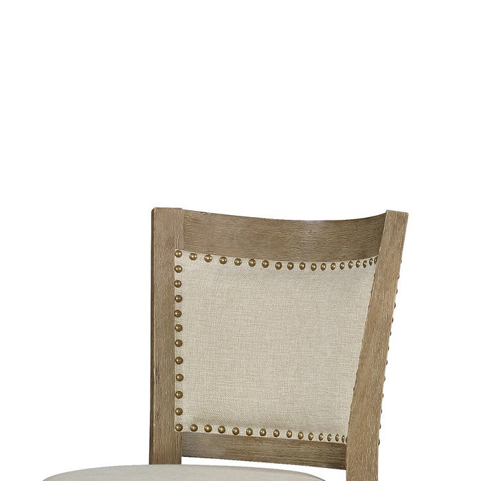Wooden Bar Stool with Curved Backrest and Swivel Base, Brown and Beige