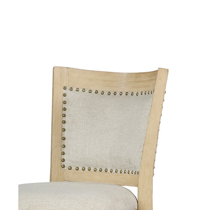 Wooden Bar Stool with Cushioned Seat and Swivel Base, Brown and Beige