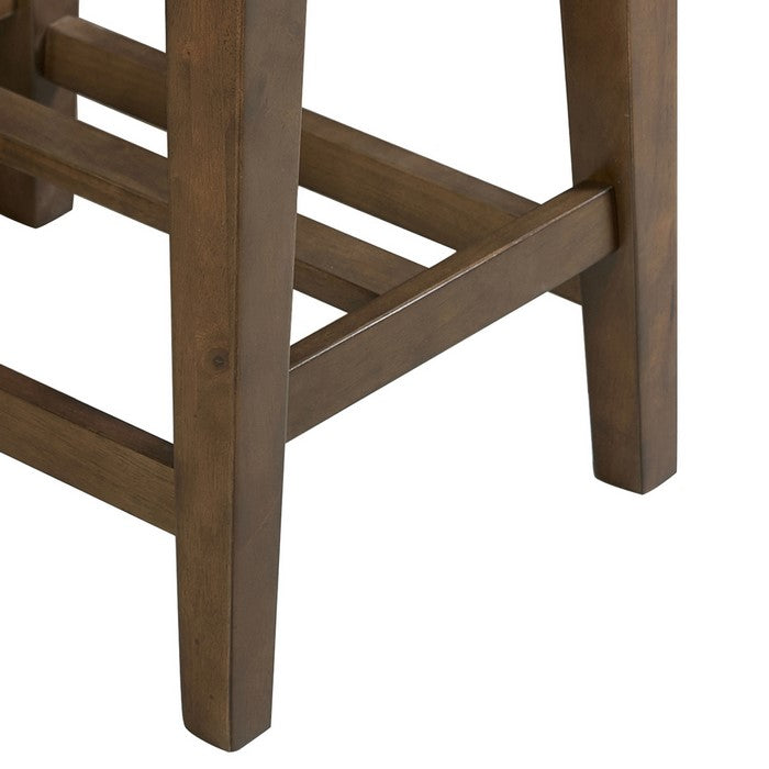 Camouflage Print Wooden Counter Stool with Nailhead Trim Accent, Brown