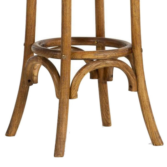 Wooden Bar Stool with Weave Top and Flared Legs, Dark Brown
