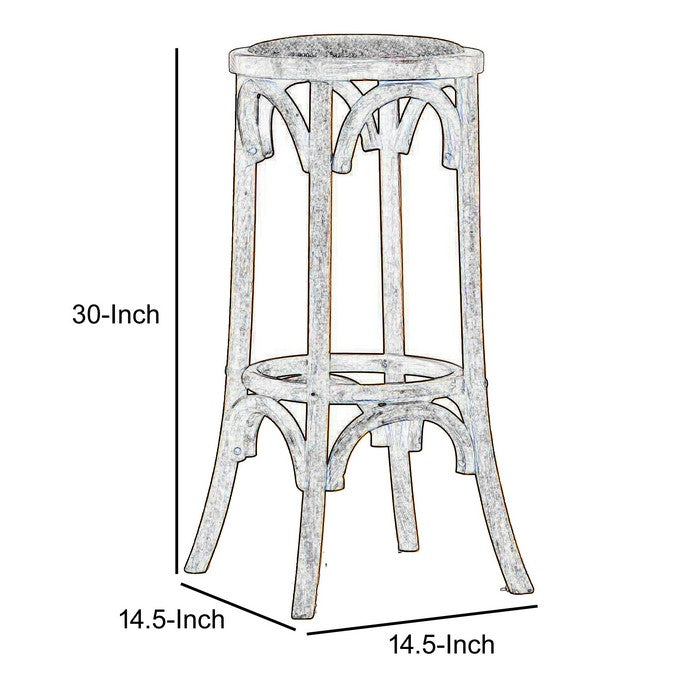 Wooden Bar Stool with Weave Top and Flared Legs, Dark Brown