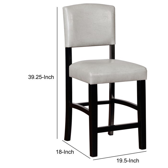 Faux Leather Upholstered Wooden Counter Stool, Black and White