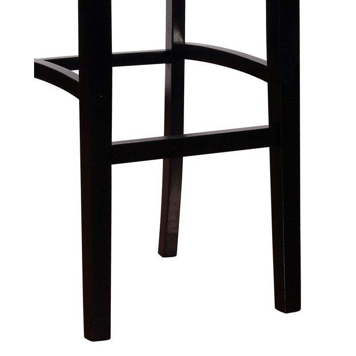 Faux Leather Upholstered Wooden Bar Stool, Black and White