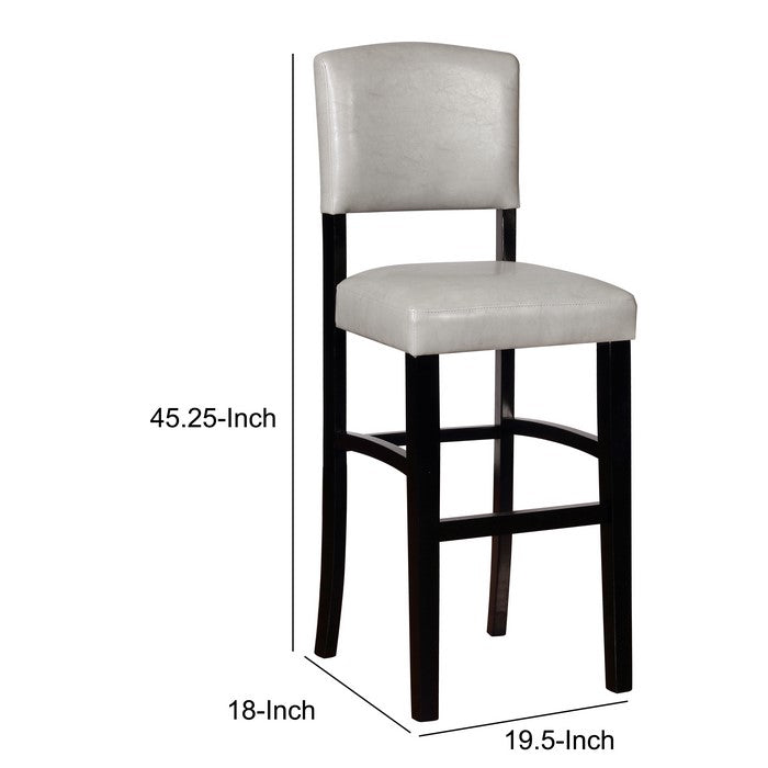 Faux Leather Upholstered Wooden Bar Stool, Black and White
