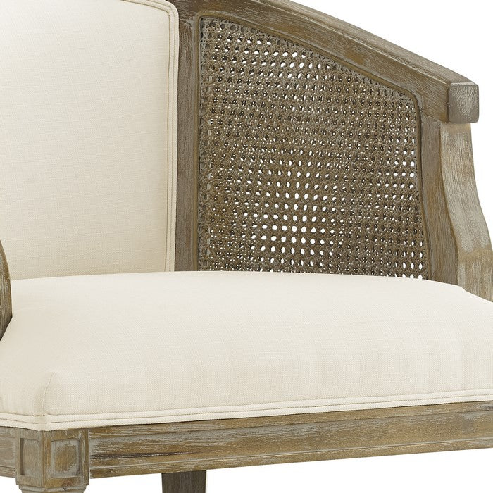 Mesh Design Wooden Accent Chair with Fabric Upholstery,Cream and Brown
