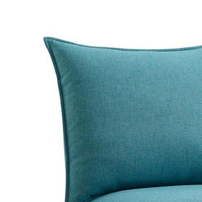 Fabric Upholstered Pillow Chair with Wooden Angled Legs,Blue and Brown