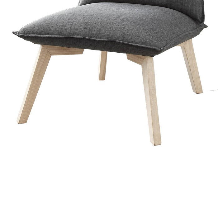 Fabric Upholstered Pillow Chair with Wooden Angled Legs,Gray and Brown