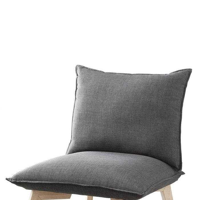 Fabric Upholstered Pillow Chair with Wooden Angled Legs,Gray and Brown