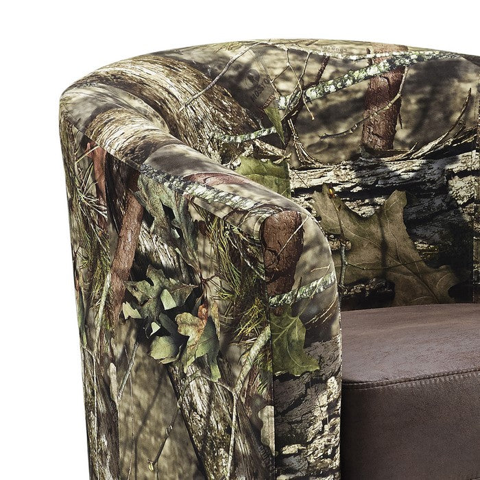 Camouflage Patterned Fabric Accent Chair with Wooden Legs, Multicolor