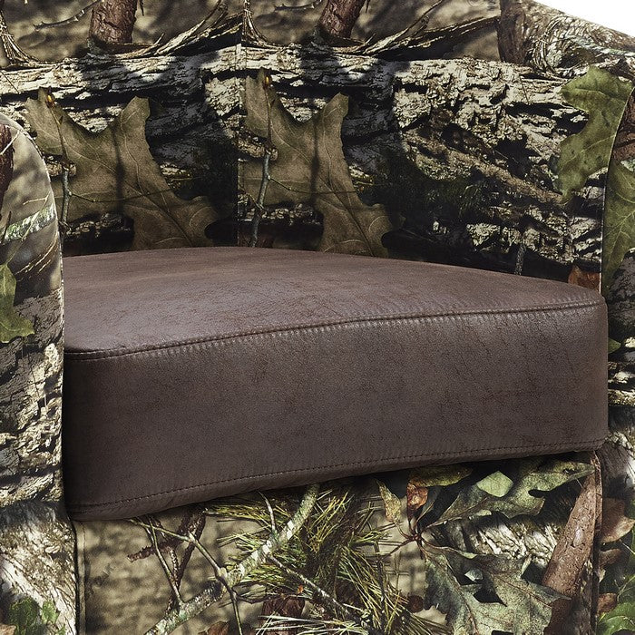 Camouflage Patterned Fabric Accent Chair with Wooden Legs, Multicolor