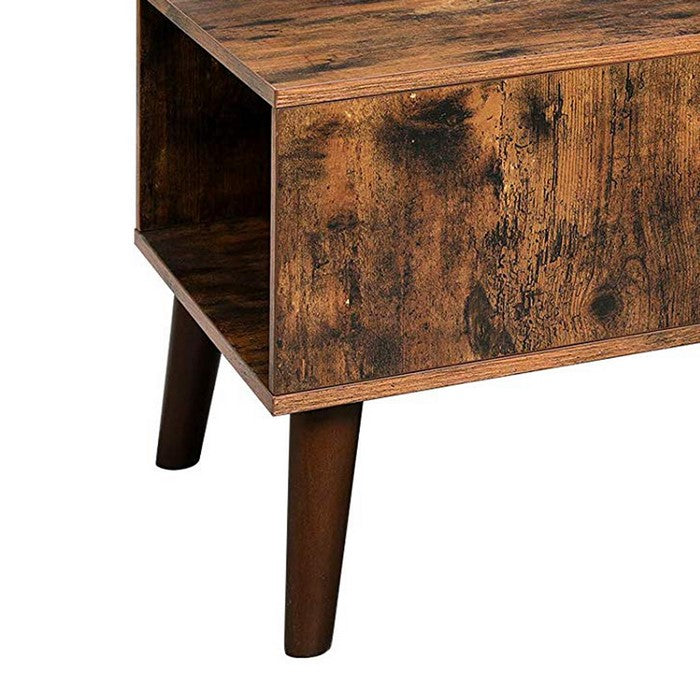 Rustic Wooden Coffee Table with Angled Legs and Storage Shelf, Brown