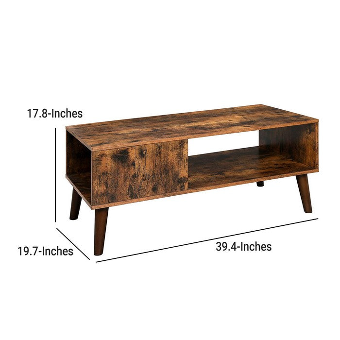 Rustic Wooden Coffee Table with Angled Legs and Storage Shelf, Brown