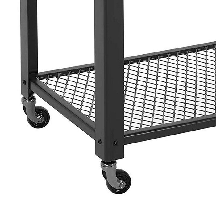 3 Tier Wooden Serving Cart with 2 Mesh Design Shelves, Black and Brown