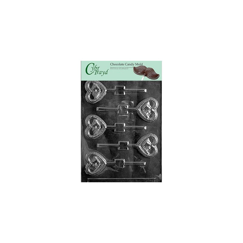 Cybrtrayd W023 Bells in Heart Lolly Wedding Chocolate Candy Mold