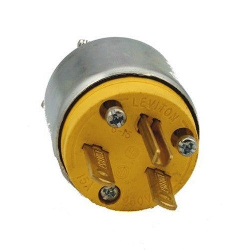 Leviton 615PA 15 Amp, 250 Volt Armored, Grounding Plug, Steel