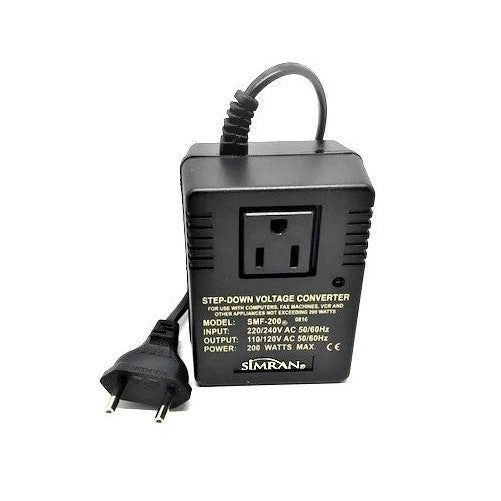 Simran SMF-200 Deluxe 200 Watts Step Down Voltage Converter for International Travel to AC 220V/240V Countries, Ideal for Laptops, Cameras, iPhones, Blackberry, iPods etc