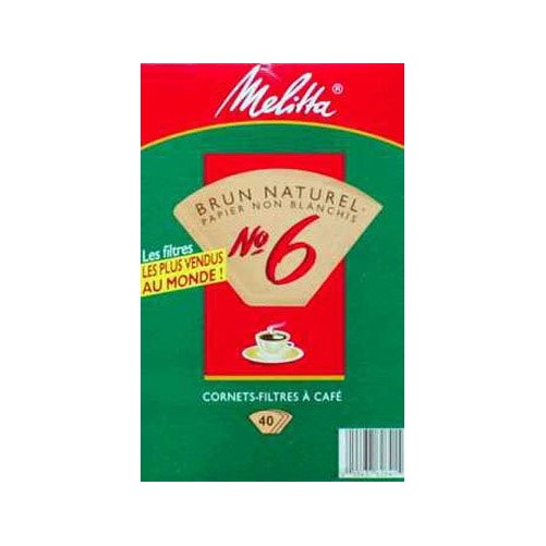 Melitta Cone Coffee Filters, Natural Brown, No. 6, 40 Count Filters