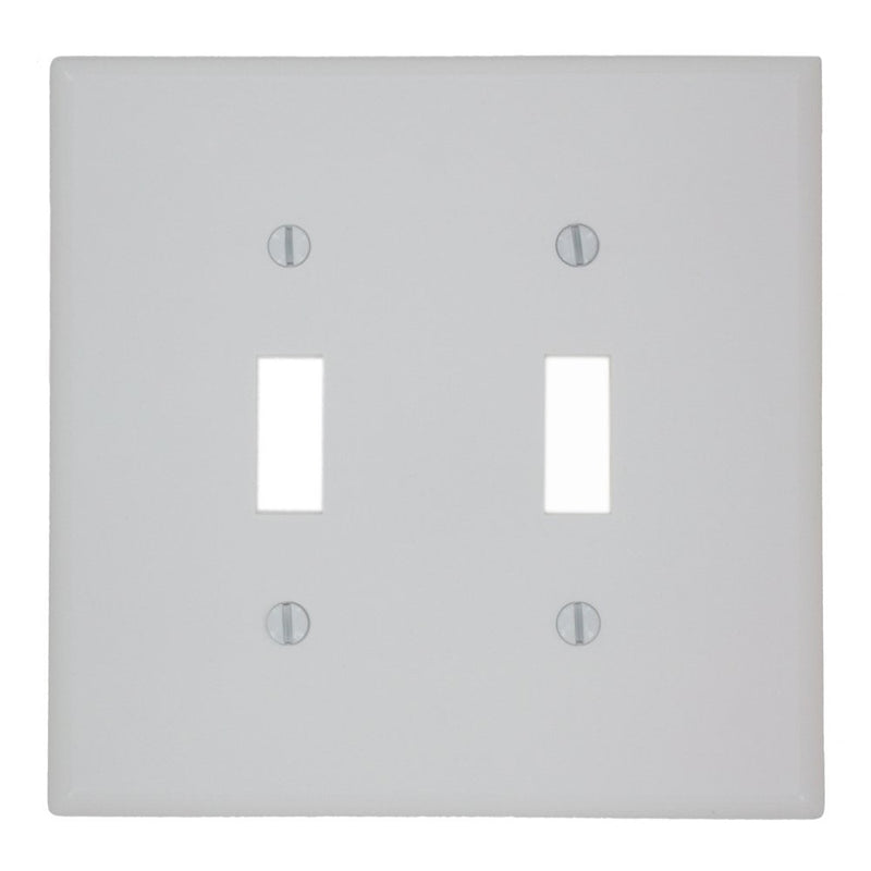 Leviton 80509-W 2-Gang Toggle Device Switch Wallplate, Midway Size, White