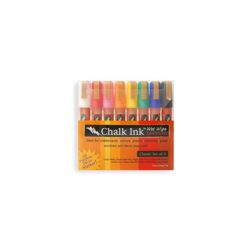 Chalk Ink 6mmClassic8WW 6mm Classic Wet Wipe Markers, 8-Pack