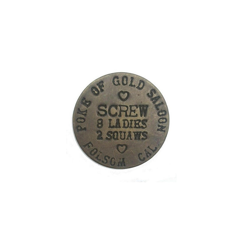 Poke of Gold Saloon Solid Brass Brothel Token Brass Check
