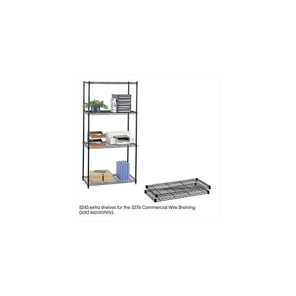 Safco Products 5243BL Commercial Wire Shelving Extra Shelves 36"W x 18"D for use with Basic Unit 5276BL, sold separately, (Qty. 2), Black