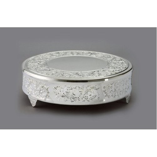 Elegance Silver 14" Round Baroque Cake Plateau, Nickel Plated