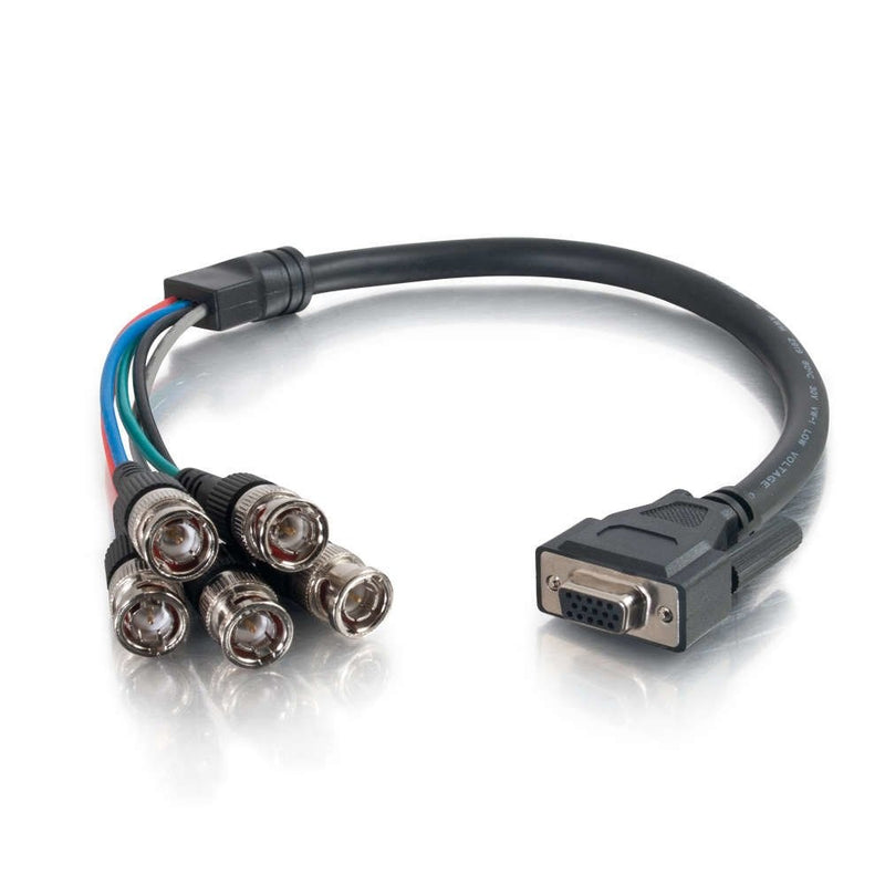 C2G 02570 Premium HD15 VGA Female to RGBHV (5-BNC) Male Video Cable, Black (1.5 Feet, 0.45 Meters)