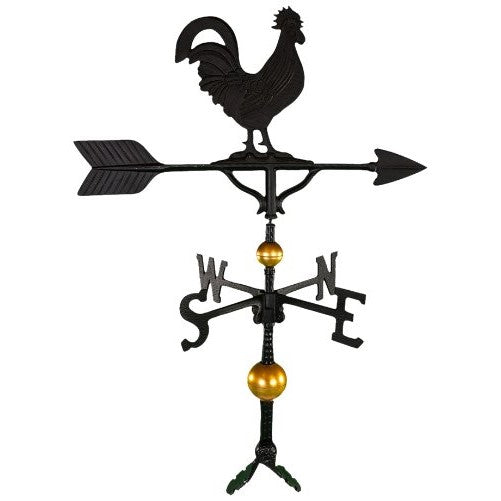 Montague Metal Products 32-Inch Deluxe Weathervane with Satin Black Rooster Ornament