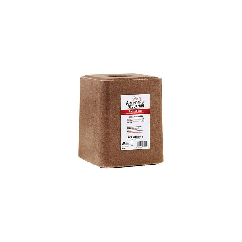 North American Salt 41015 American Stockman Iodized Block of Salt Pet Supplement, 50-Pound