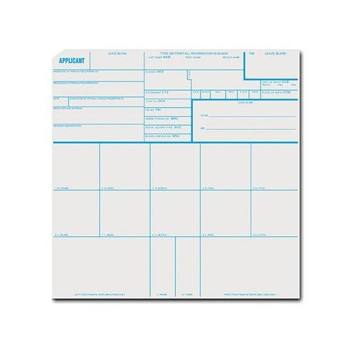 Fingerprint Cards, Applicant FD-258, 5 cards