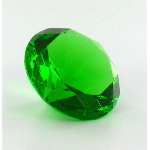 Emerald Green Glass Diamond Shaped Paperweight 2.5"