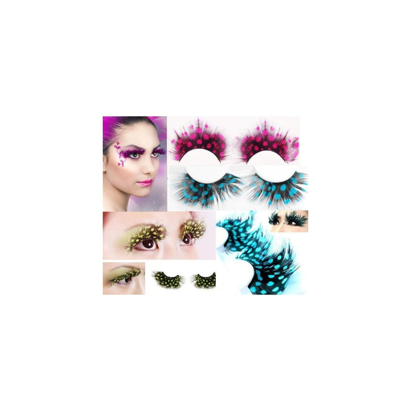 Hitece New 3 pairs Deluxe Party Feather False Eyelashes Eye Lashes For Halloween Party