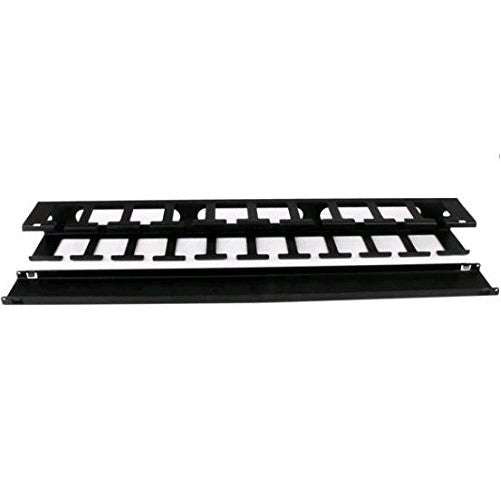 StarTech.com 1U Horizontal Finger Duct Rack Cable Management Panel with Cover CMDUCT1UX Black