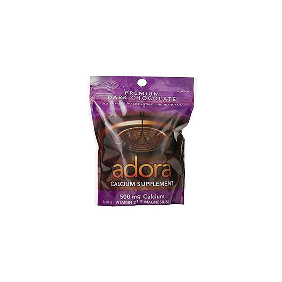 Adora Calcium Supplement Disk, Organic Dark Chocolate, 30 Count - 500 mg