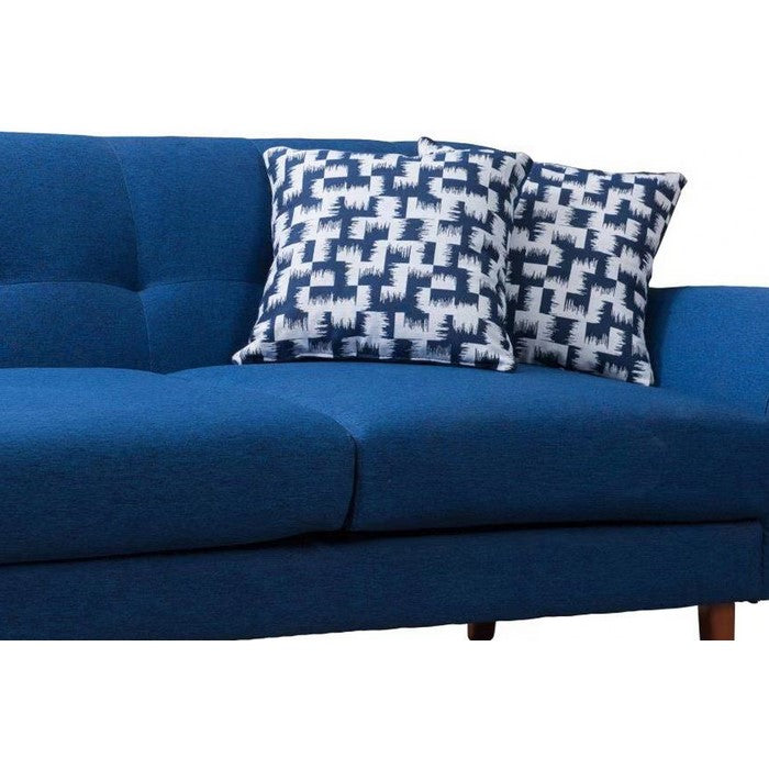 71 Inch Modern Fabric Upholstered Sofa with Tufted Back,Blue and Brown