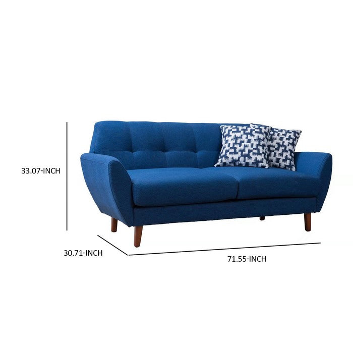 71 Inch Modern Fabric Upholstered Sofa with Tufted Back,Blue and Brown