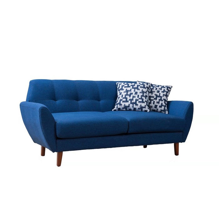 71 Inch Modern Fabric Upholstered Sofa with Tufted Back,Blue and Brown