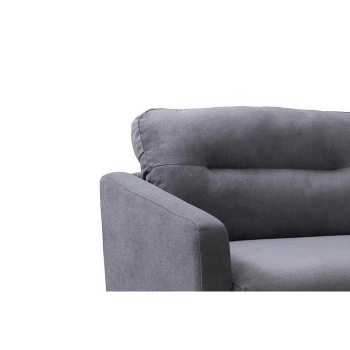74 Inch Split Back Wooden Arm Chair with Track Armrest, Gray and Brown