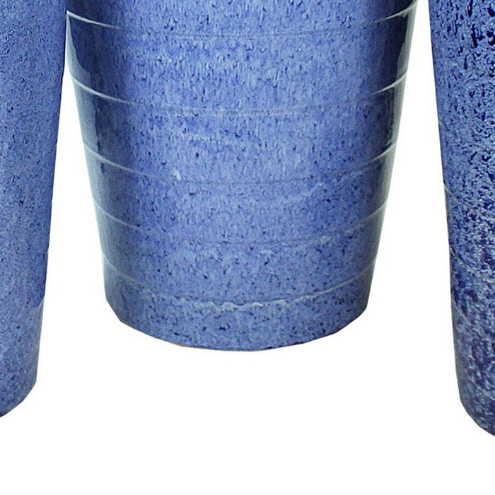 3 Piece Contemporary Ceramic Pots with Tapered Bottom, Blue