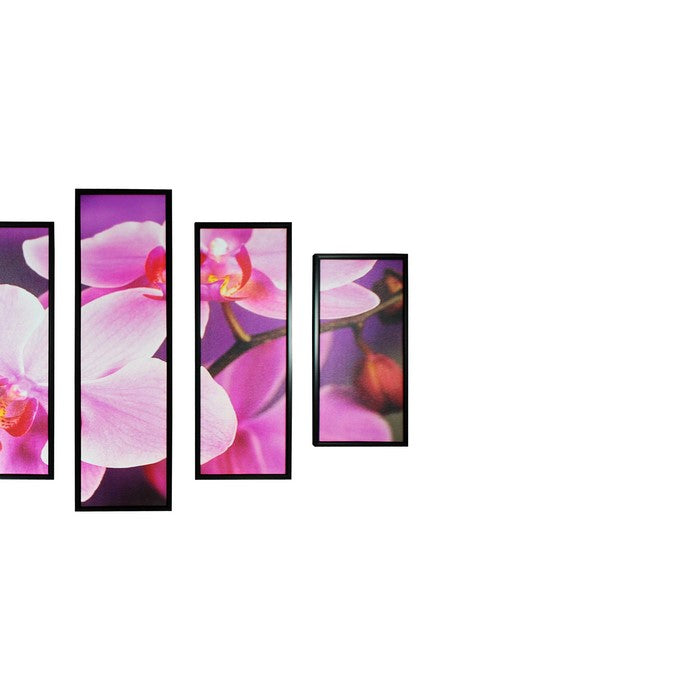 5 Piece Contemporary Floral Print Wooden WallDecor,Pink and Black