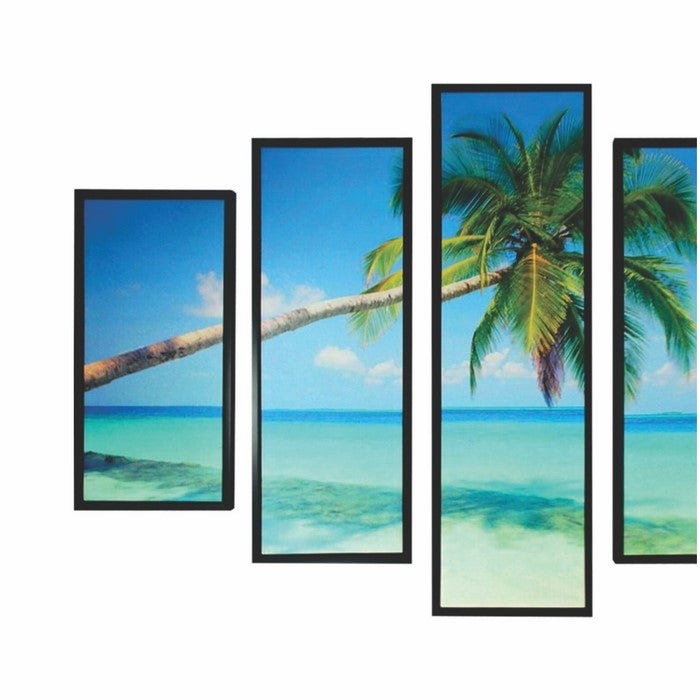 5 Piece Wood WallDecor with Beach and Coconut Tree Imprint,Multicolor